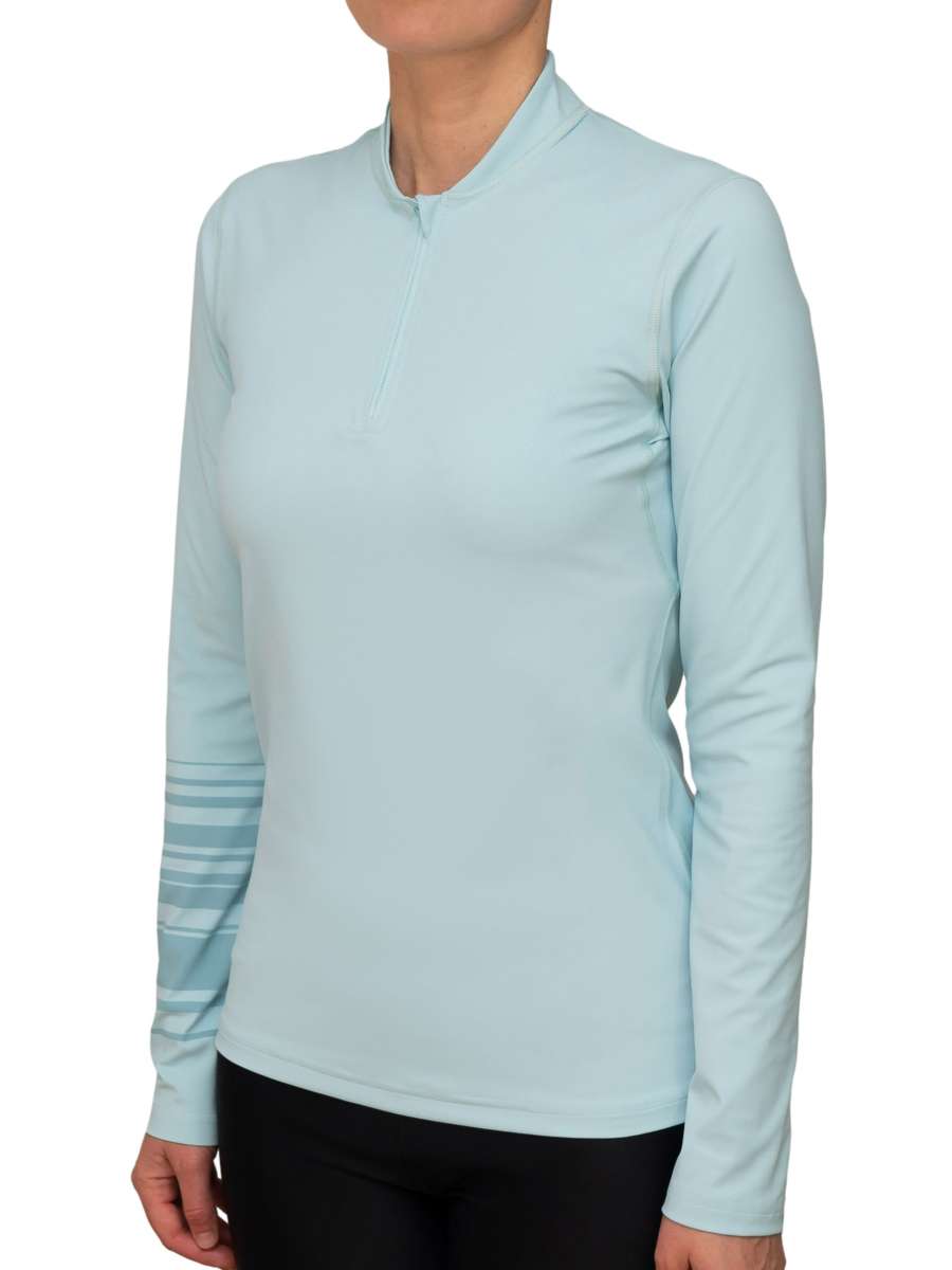 WOMEN UV Langarmshirt ‘ha'akili aquarius‘ Seitenansicht mit Model 