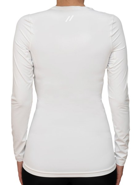 Preview: WOMEN UV Langarmshirt ‘avaro white‘ back view with model 