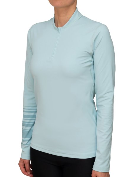 Vorschau: WOMEN UV Langarmshirt ‘ha'akili aquarius‘ Seitenansicht mit Model 