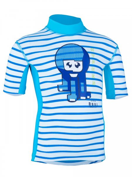 Preview: T-Shirt 'okili striped cielo / moloki azur' front view 