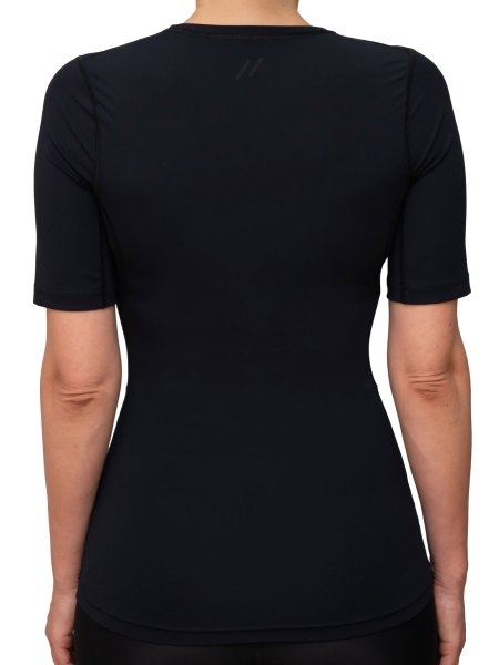 Preview: WOMEN UV Shirt ‘avaro black‘ back view with model 