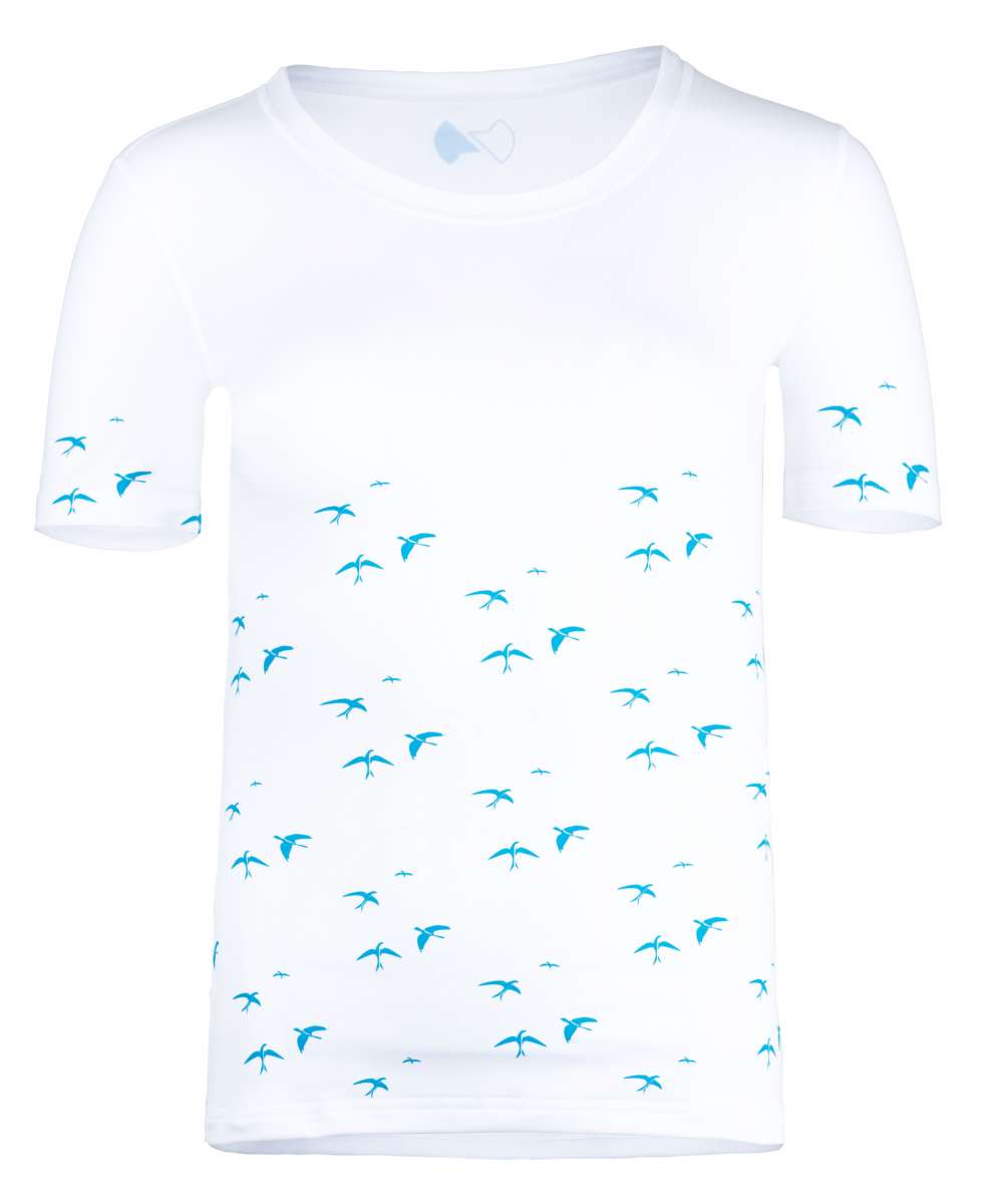 UV Shirt ’birdy white‘ front view 