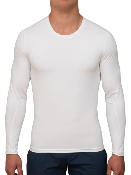 Preview: MEN UV Langarmshirt ‘avaro white‘ front view with model 