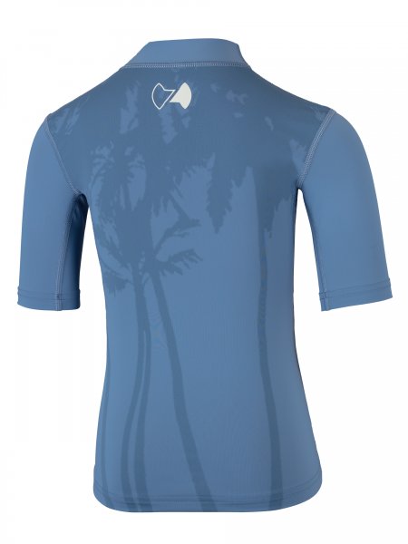 Short-sleeved shirt 'pali stone blue' back view 