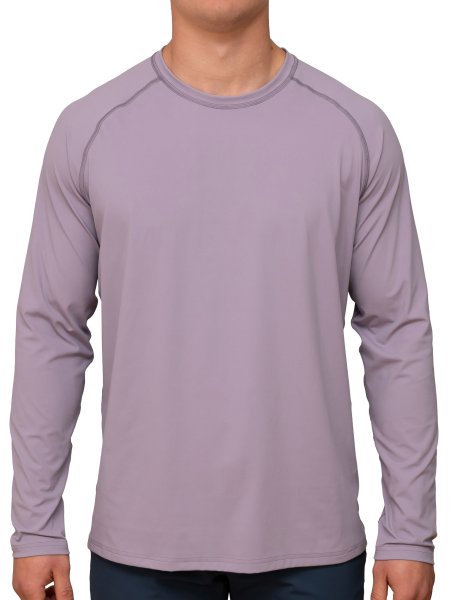 Preview: MEN UV Langarmshirt ‘coni purple ash‘ front view with model 