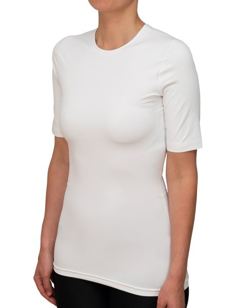 Preview: WOMEN UV Shirt ‘avaro white‘ side view with model 