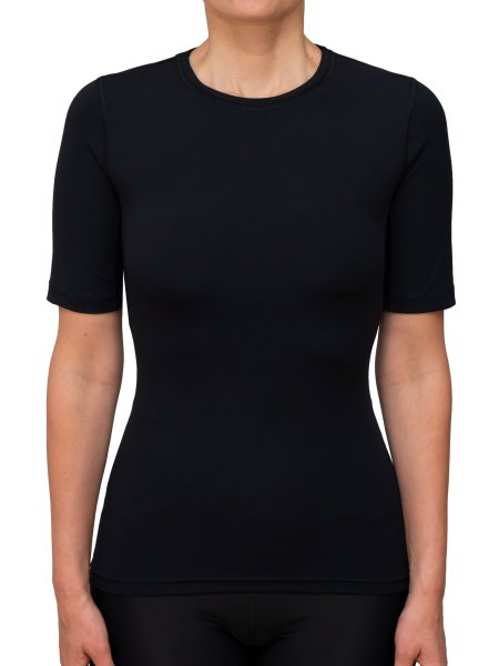 Preview: WOMEN UV Shirt ‘avaro black‘ front view with model 