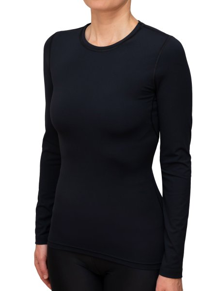 Preview: WOMEN UV Langarmshirt ‘avaro black‘ side view with model 