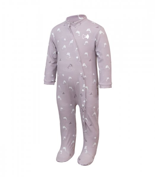 UV romper suit &#039;dolphins pale aubergine&#039; side view 