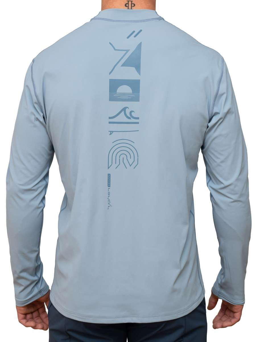MEN UV Langarmshirt ‘notaki bell air‘ back view with model 